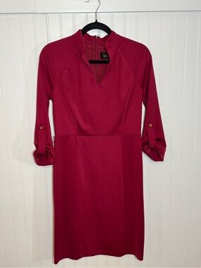 Alexia Admor Wine Red Long-Sleeve Shift Dress